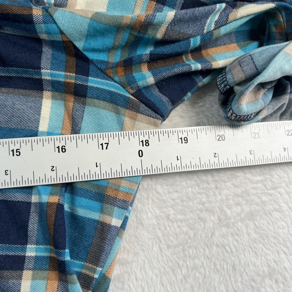 Eden & Olivia Shirt Womens Medium Blue Plaid Button Up Roll Tab Tunic Top - Picture 6 of 10